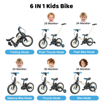 🎁Last day 49% OFF🔥6-in-1 Multi-Functional Toddler Balance Bike - Kids Outdoor Toys with Training Wheels