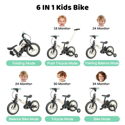 🎁Last day 49% OFF🔥6-in-1 Multi-Functional Toddler Balance Bike - Kids Outdoor Toys with Training Wheels