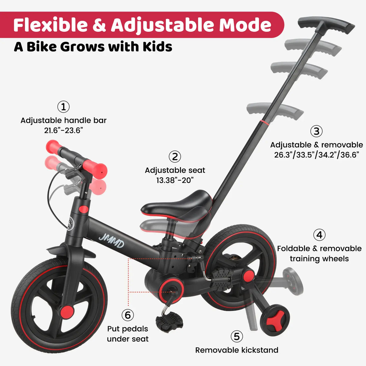 🎁Last day 49% OFF🔥6-in-1 Multi-Functional Toddler Balance Bike - Kids Outdoor Toys with Training Wheels