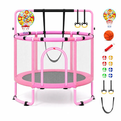 🎁Limited-Time Sale 49% OFF⏰️55'' Mini Kids Trampoline With Safety Enclosure Net, Outdoor Indoor Small Toddler