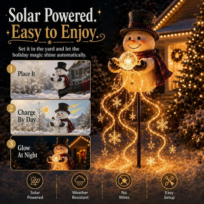 🎄Last day 49% OFF⛄Snowman Magic Fountain-Flowing Snowflake LED Christmas Garden Light❄️
